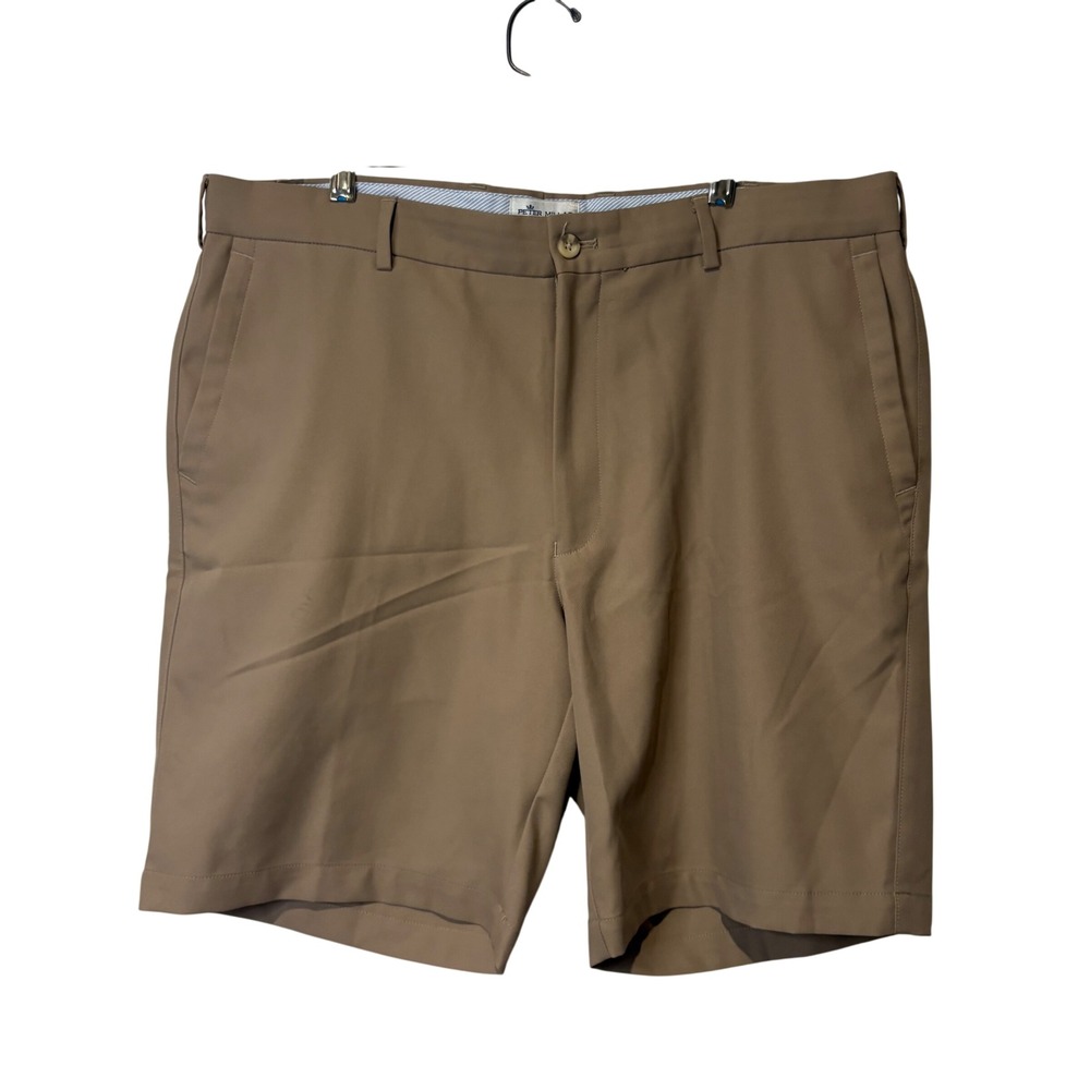 Peter Millar Golf Shorts Mens 36 Tan Performance Polyester Tech Khaki Preppy 9"